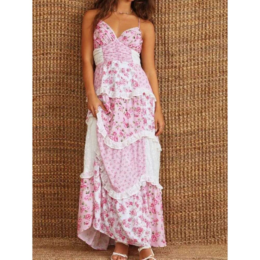 Altar'd State Pink Floral Maxi Dress Womens Small